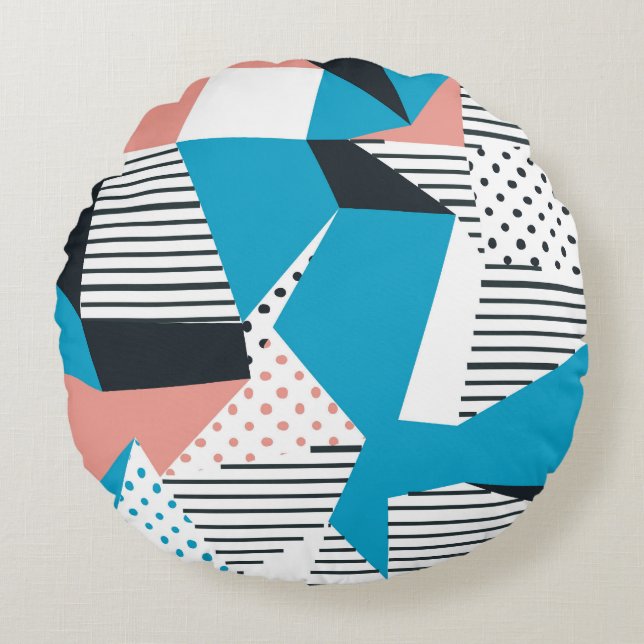 Memphis Pattern: Minimalistischer Abstrakter Trend Rundes Kissen (Vorderseite)