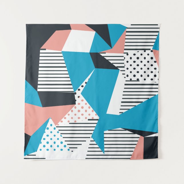 Memphis Pattern: Minimalistischer Abstrakter Trend Wandteppich (Vorderseite)