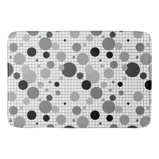 Memphis polka dots schwarz-weiß, einfache Memphis Badematte (Vorderseite)