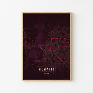 Memphis Ruby Karte Druck Tennessee Poster Wandkuns