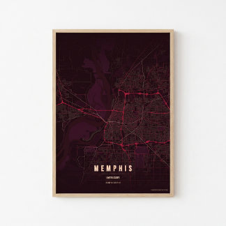 Memphis Ruby Karte Druck Tennessee Poster Wandkuns