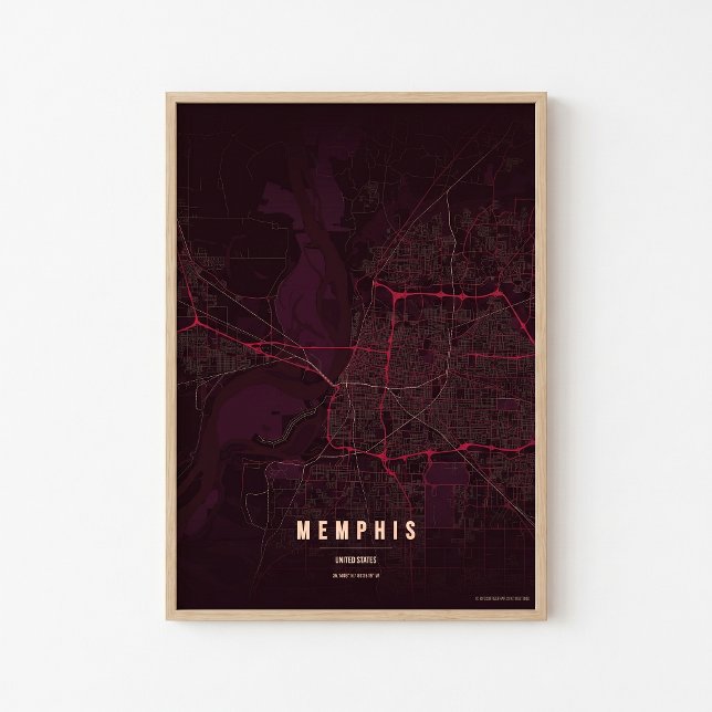 Memphis Ruby Map Print Tennessee Poster Wall Art  (Von Creator hochgeladen)