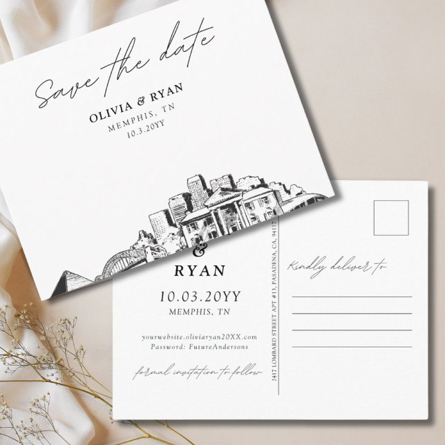 Memphis Save the Date Postcard Elegante Hochzeit Postkarte (Memphis Save the Date Postcard Elegant Wedding
)