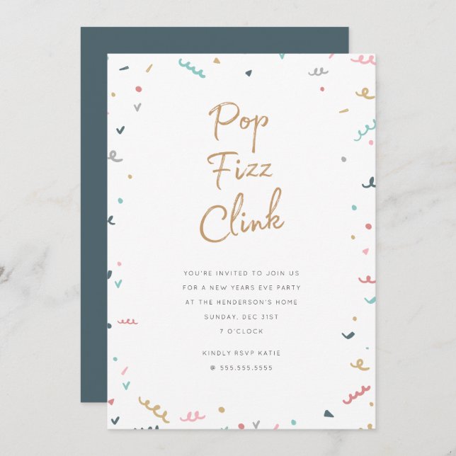 Memphis Silvester-Party Einladung (Vorne/Hinten)