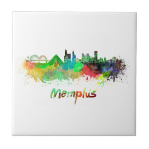 Memphis skyline im Watercolor Fliese