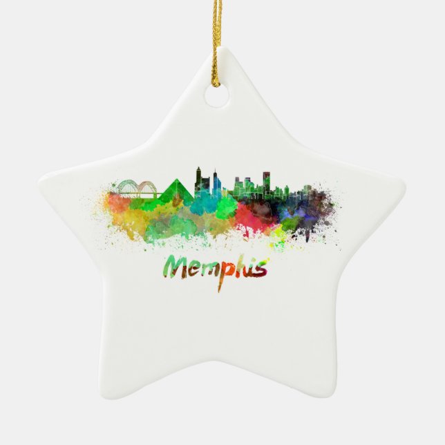 Memphis skyline im Watercolor Keramikornament (Vorne)