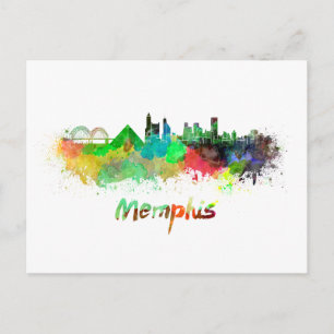 Memphis skyline im Watercolor Postkarte