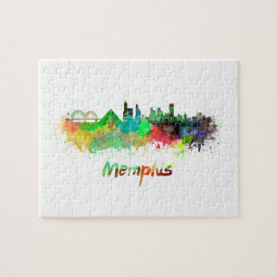 Memphis skyline im Watercolor Puzzle