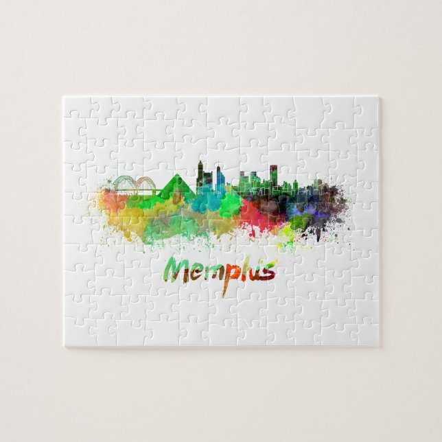 Memphis skyline im Watercolor Puzzle (Horizontal)