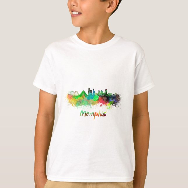 Memphis skyline im Watercolor T-Shirt (Vorderseite)
