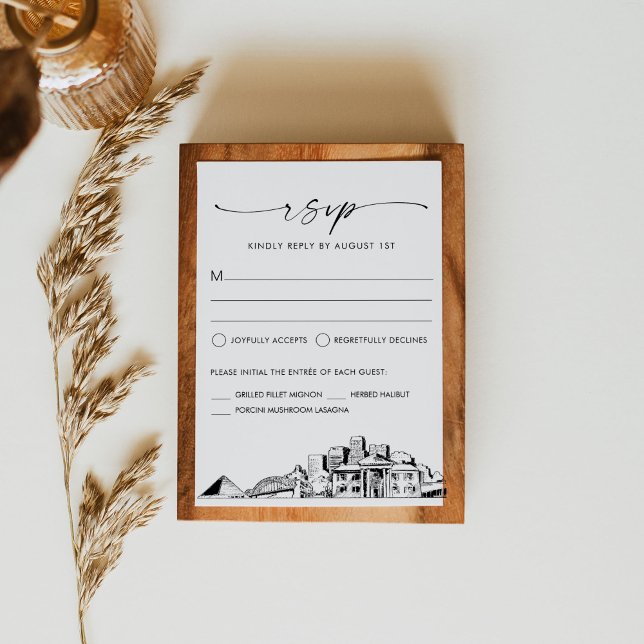 Memphis Skyline Wedding RSVP Response Card Karte (Von Creator hochgeladen)