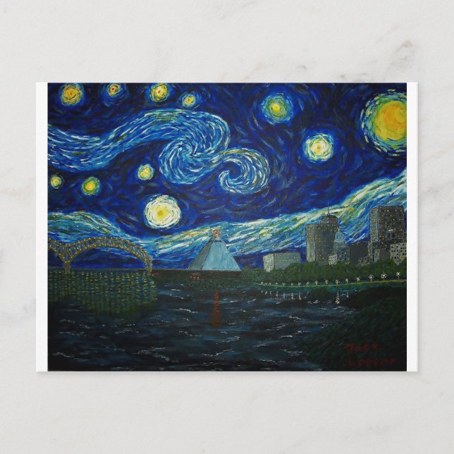 "Memphis Starry Night" von Jack Lepper Postkarte (Vorderseite)