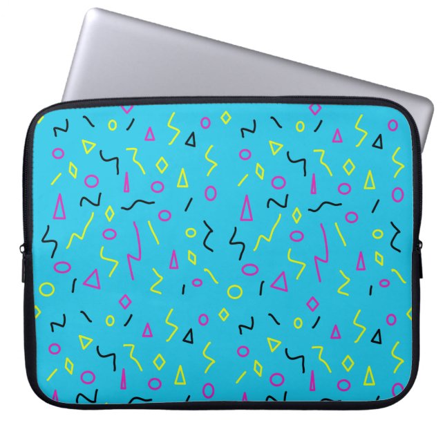 Memphis Stil der 1980er Jahre Bright Blue Pink Neo Laptopschutzhülle (Vorderseite)