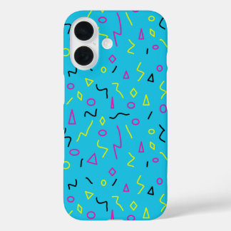 Memphis Stil der 1980er Jahre Bright Blue Pink Yel iPhone 16 Hülle