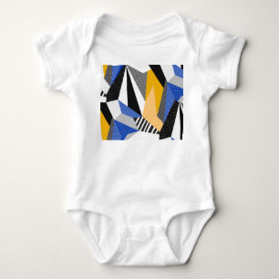 Memphis-Stil: Kreative geometrische Collage. Baby Strampler