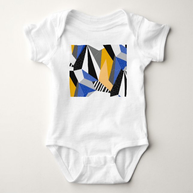 Memphis-Stil: Kreative geometrische Collage. Baby Strampler (Vorderseite)