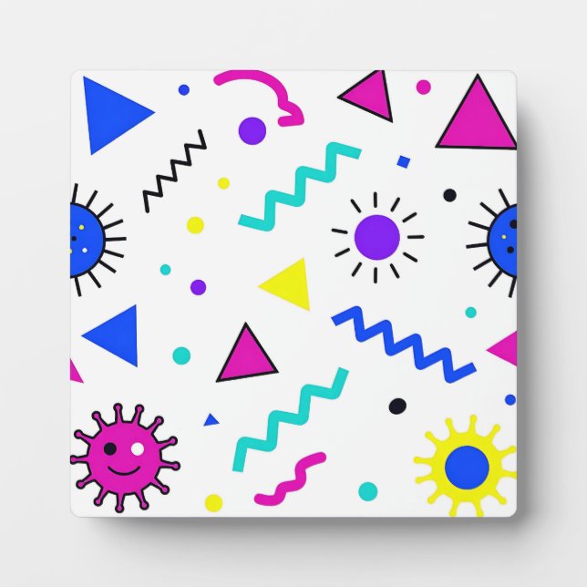 Memphis-Stil Retro-Virus-Muster Neon Fotoplatte (Vorderseite)