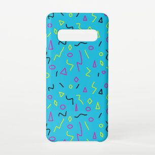Memphis Style Bright Blue Pink Yellow Retro Samsung Galaxy S10 Hülle