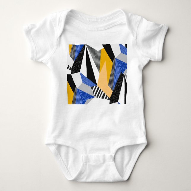Memphis Style: Creative Geometric Collage. Baby Strampler (Vorderseite)