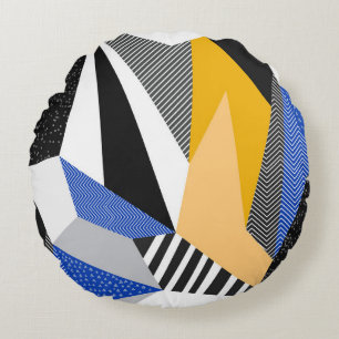 Memphis Style: Creative Geometric Collage. Rundes Kissen