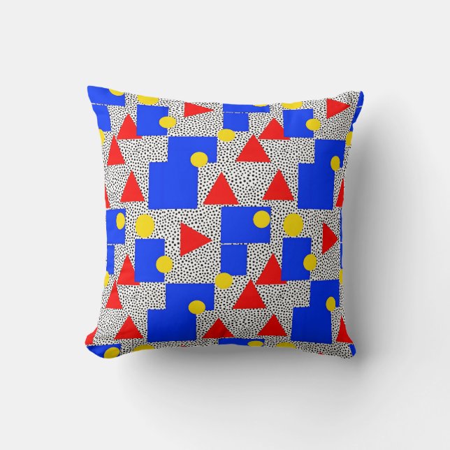 Memphis Style Geometric Bold Primary Color Abstrac Kissen (Vorderseite)