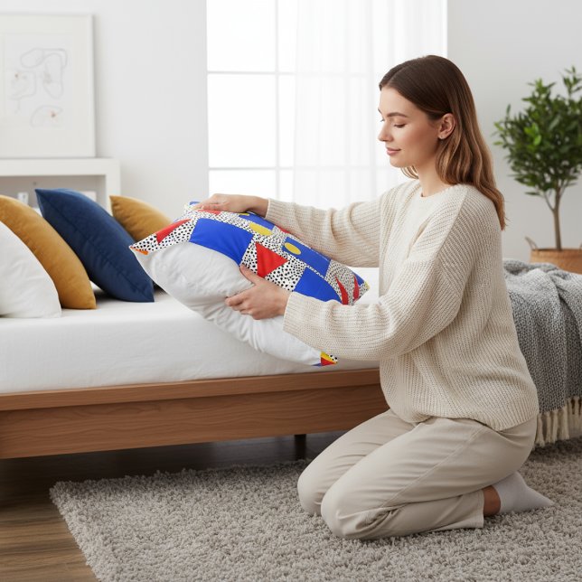 Memphis Style Geometric Bold Primary Color Abstrac Kissenbezug (Von Creator hochgeladen)