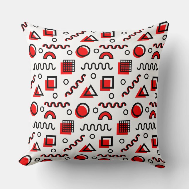 Memphis Style Geometric Pattern 110719 - Rot Kissen (Vorderseite)