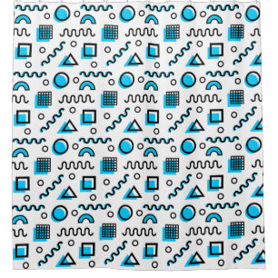 Memphis Style Geometric Pattern 110719 - Sky Blue Duschvorhang