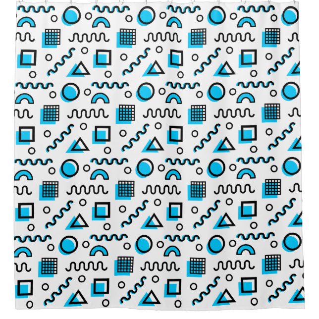 Memphis Style Geometric Pattern 110719 - Sky Blue Duschvorhang (Vorderseite)