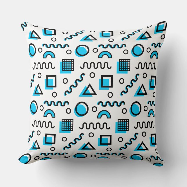 Memphis Style Geometric Pattern 110719 - Sky Blue Kissen (Vorderseite)