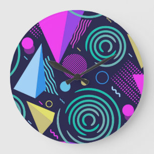 Memphis Style Geometric Shapes Große Wanduhr