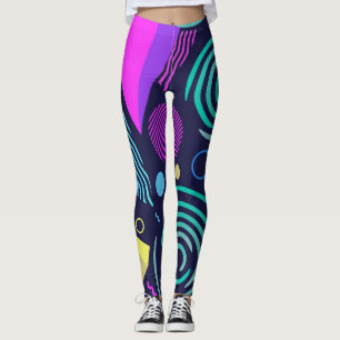 Memphis Style Geometric Shapes Leggings