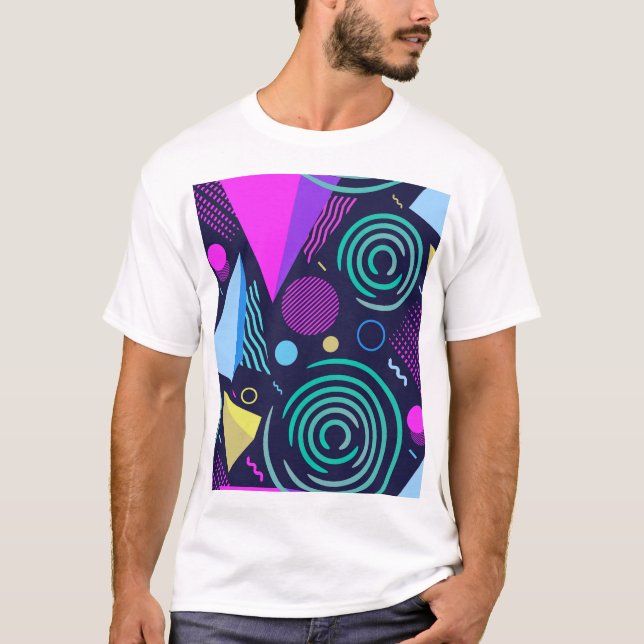 Memphis Style Geometric Shapes T-Shirt (Vorderseite)
