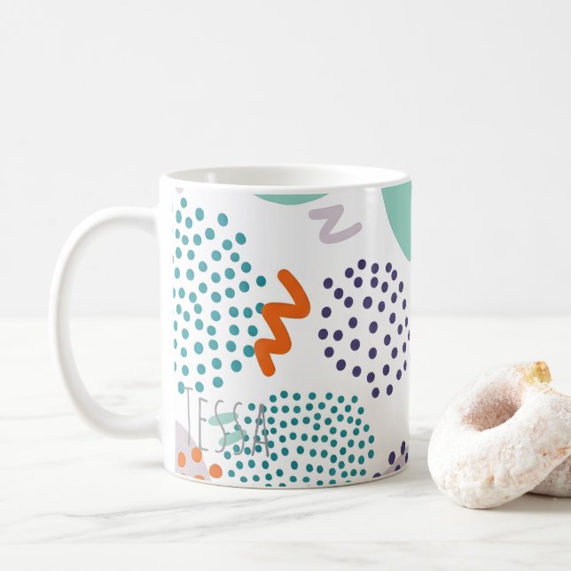 Memphis Style Kieselstein-Hell Retro 90er Abstract Kaffeetasse (Mit Donut)