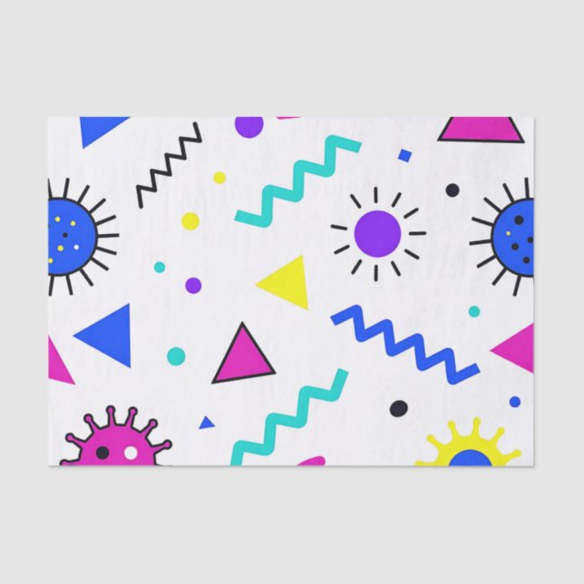 Memphis Style Retro Virus Pattern Neon Seidenpapier (Vorderseite)