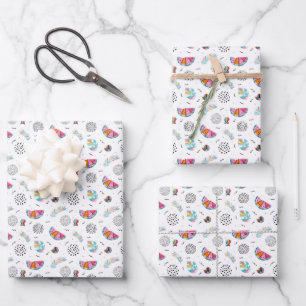 Memphis Style Tropical Summer Pattern Geschenkpapier Set