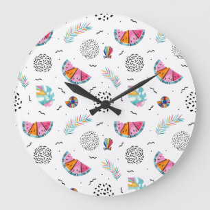 Memphis Style Tropical Summer Pattern Große Wanduhr