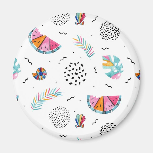 Memphis Style Tropical Summer Pattern Magnet (Vorne)