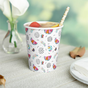 Memphis Style Tropical Summer Pattern Pappbecher