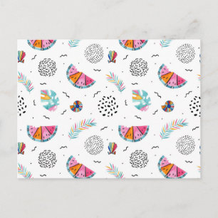 Memphis Style Tropical Summer Pattern Postkarte