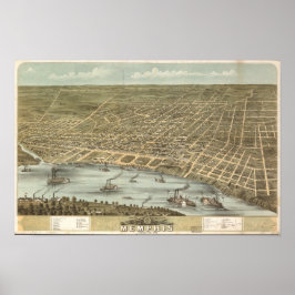 Memphis Tennessee 1870 Antike Panoramakarte Poster