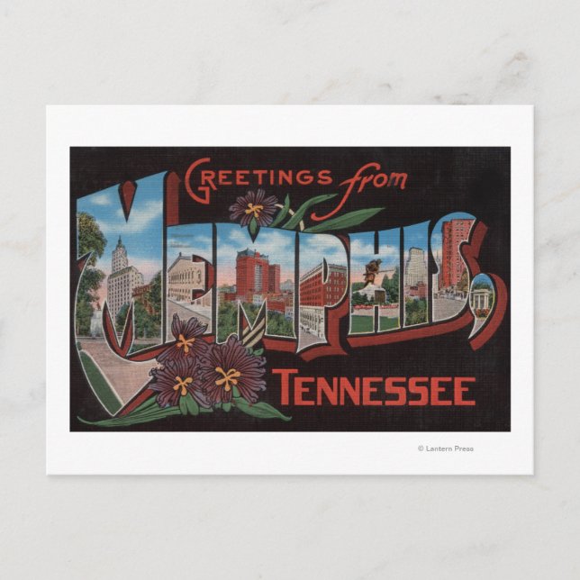 Memphis, Tennessee - Große Buchstabenszenen Postkarte (Vorderseite)