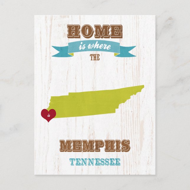 Memphis, Tennessee-Karte - Zuhause ist das Herz I Postkarte (Vorderseite)