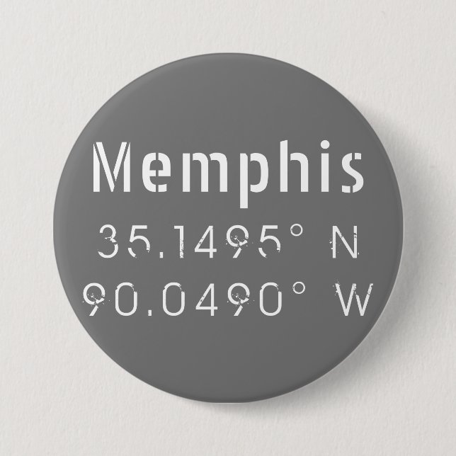 Memphis Tennessee Längengrad Latitude Button (Vorderseite)