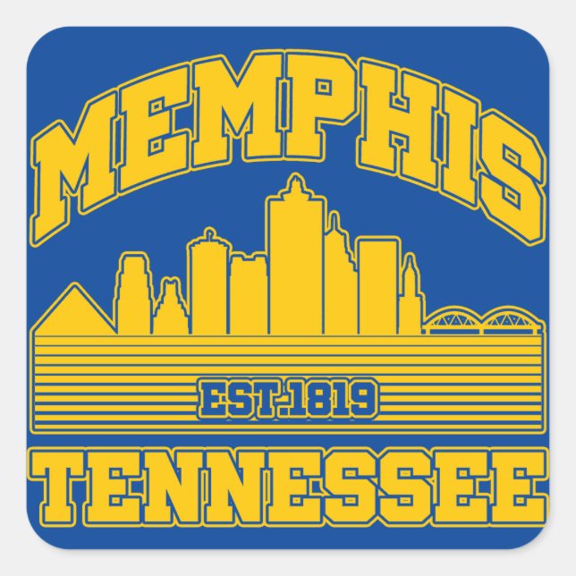 Memphis, Tennessee Quadratischer Aufkleber (Vorderseite)