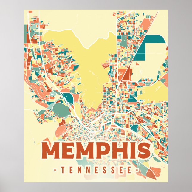 Memphis Tennessee Stadt farbenfrohe Karte Retro Vi Poster (Vorne)