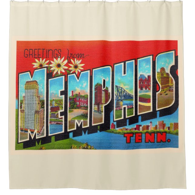 Memphis Tennessee TN Vintager Großbuchstaben Postk Duschvorhang (Vorderseite)