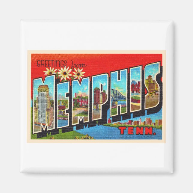 Memphis Tennessee TN Vintager Großbuchstaben Postk Magnet (Vorne)