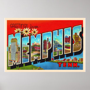 Memphis Tennessee TN Vintager Großbuchstaben Postk Poster