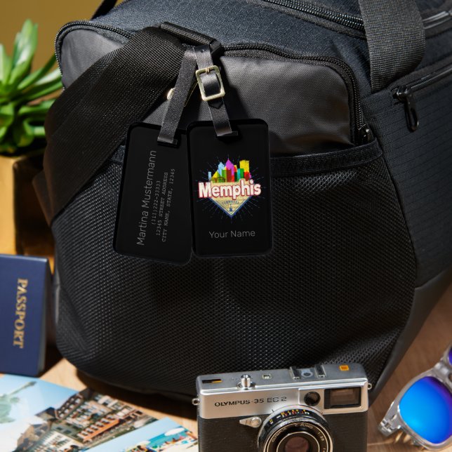 Memphis Tennessee United Staaten Retro Skyline Gepäckanhänger (Vorderseite & Rückseite)